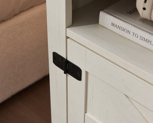 English Elm Farmhouse Rustic Nightstand with 2 Drawers and Open Shelf, Sturdy Wood-End Table for Bedroom Charm White+Oak 23.03 L x 20.79 W x 6.89 H W3151P264507