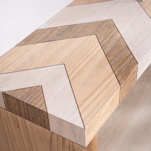 English Elm Modern Chevron Wood Console Table 62 Inch Entryway Sofa Accent for Any Room W2729P356958