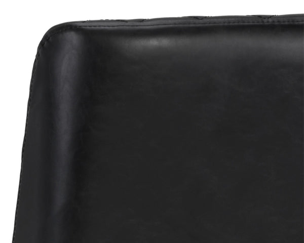 Sunpan LEIGHLAND DINING CHAIR - Timeless Tufted Elegance with Antique Brass Frame for Sophisticated Spaces Black 104910