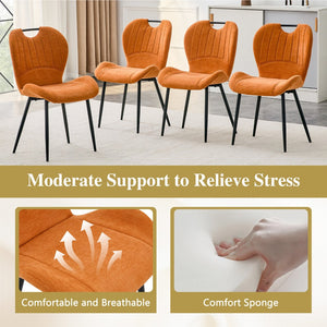 English Elm Set of 4 Olive Fabric Dining Chairs Ergonomic Cushion Black Steel Frame Modern Black+Orange W1151P454882