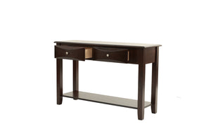 English Elm Classic Modern wooden coffee table with Ogumi veneer top, drawers & lower shelf for stylish storage Antique Black,Espresso 51 L x 21 W x 10 H B011P395607