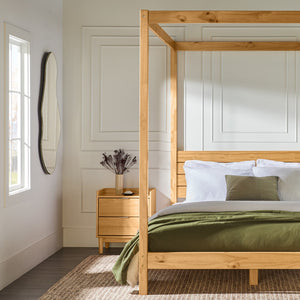 Isla Queen Canopy Bed Frame - Modern Minimalist Boho Design with Durable Solid Wood Construction