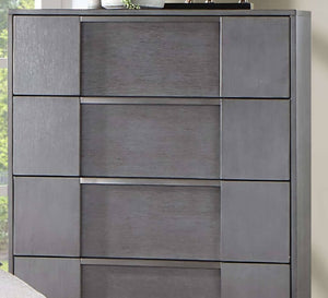 English Elm Gray 5-Drawer Contemporary Chest 33"W x 51"H – Recessed Nickel Finger Pulls, Felt-Lined Top Drawer, Ball-Bearing Glides B2741P369383