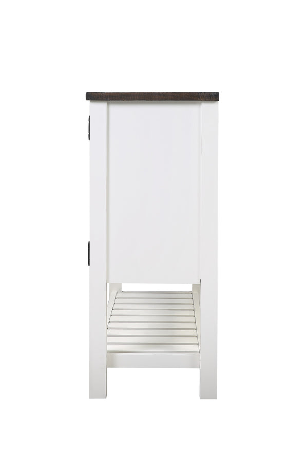 English Elm Wallace & Bay - Brown Two-Tone 2-Drawer Server in Dark Mocha & Antique White — Country Chic, Durable Wood, 66"W B361P384471