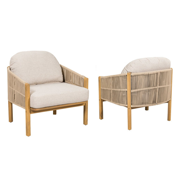 English Elm Christopher Knight Home® - Grotta Outdoor Club Chair Set Of 2 - Elegant Beige Rope & Cushions For Ultimate Comfort & Style N775P301130T-S2