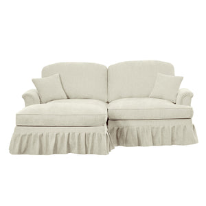 English Elm Elegant Mid Century Large Two-Seater Modular Sofa With Removable Skirts & Movable Ottoman - Beige W3041S00344