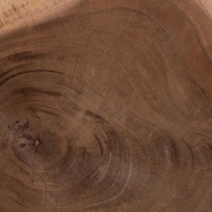 English Elm Hand-carved Solid Suar Wood Pedestal Accent Table with Scalloped Edge Boho Decor B2750P467766