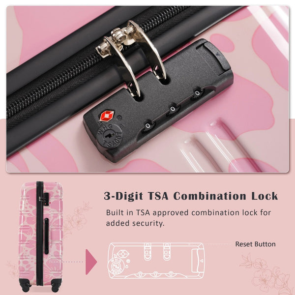 English Elm Hardshell Polycarbonate Luggage Set Three Piece Tsa Lock Spinner Travel Suitcases Pink N732P306618U