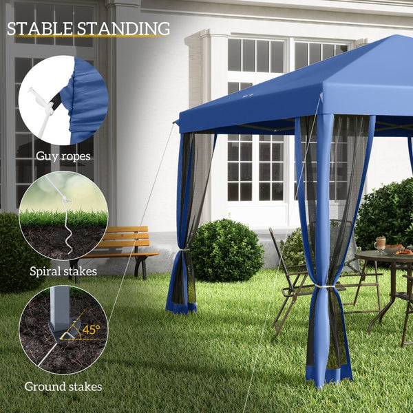 English Elm Height Adjustable 10x10 Pop up Canopy with Mesh Walls Steel Frame Uv Protection Blue T3971P425612