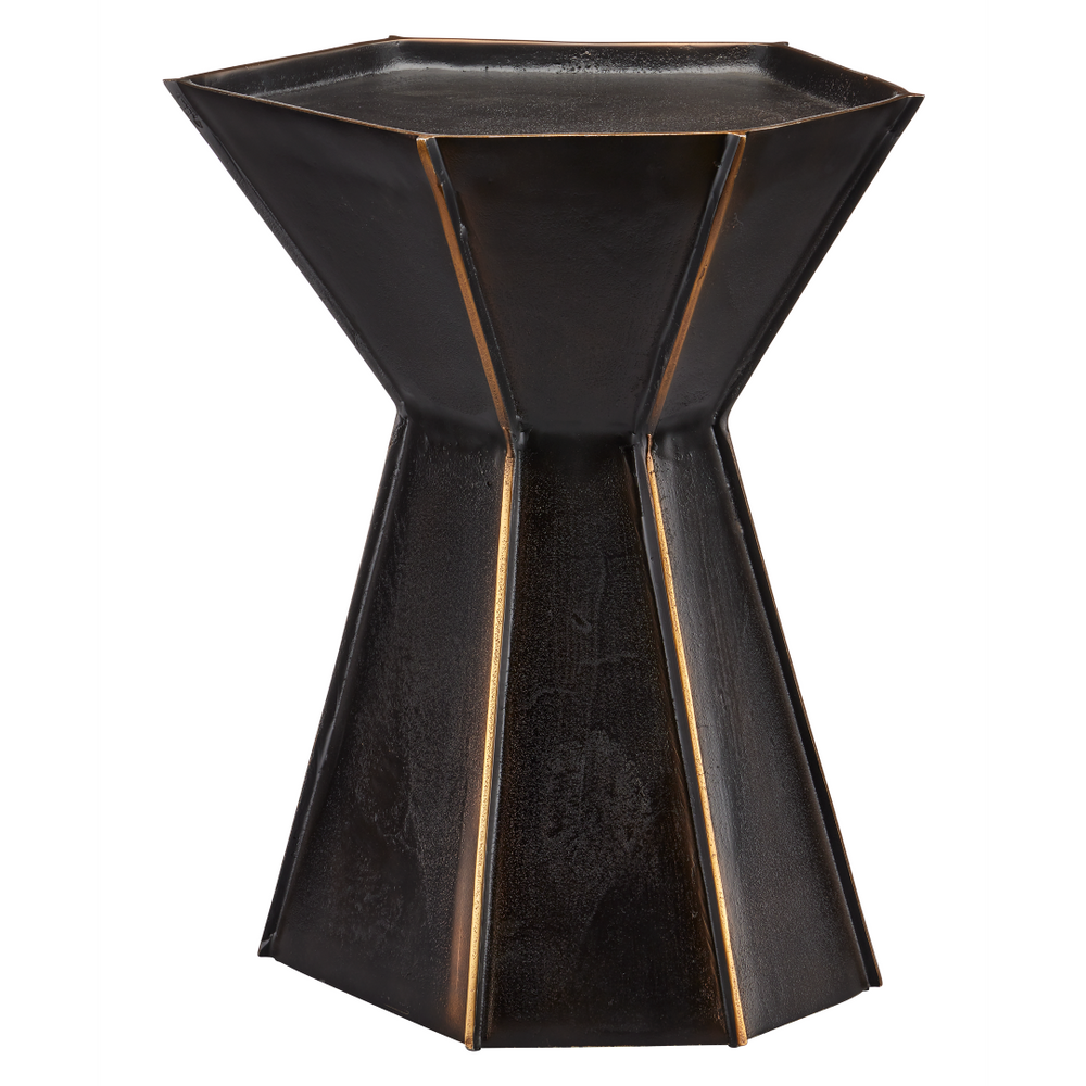 Merola Modern Accent Table in Antique Bronze and Gold - Unique Cast Aluminum Artisanal Design