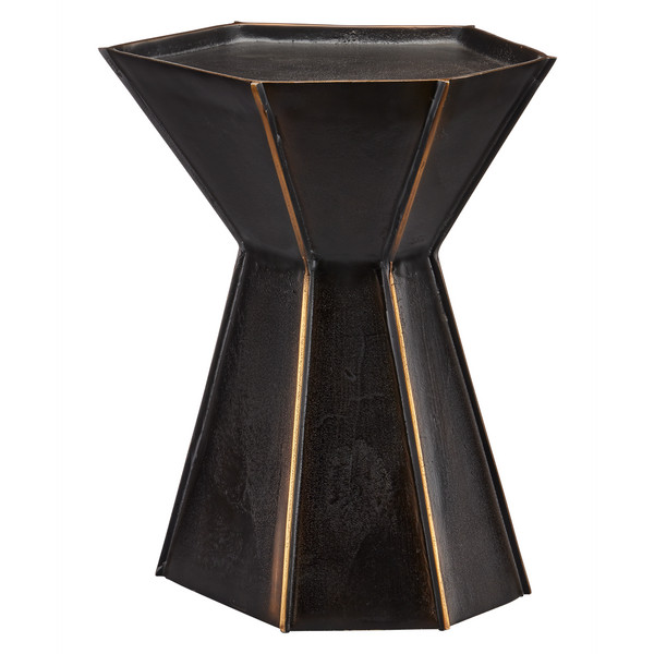 Merola Modern Accent Table in Antique Bronze and Gold - Unique Cast Aluminum Artisanal Design