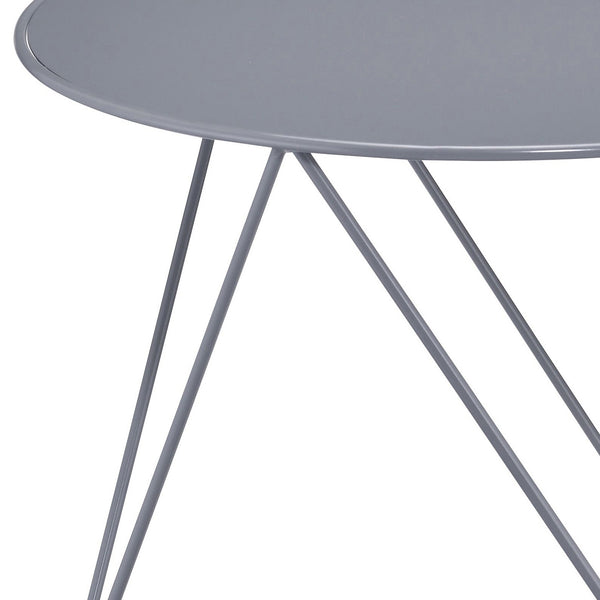 English Elm Grey Geometric Metal Base Accent Table with Round Scratch-Resistant Top, Modern Stable 23.5" Width B062P185685