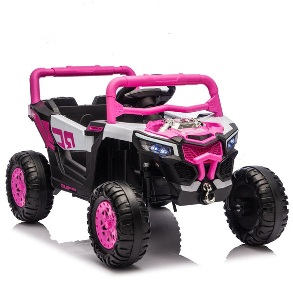 English Elm 12v Kids Electric Utv Ride on Toy with Parental Remote Swing Function and Shock Absorbers Pink W1578P368159