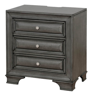 English Elm Transitional Gray Wood Nightstand with Built-in Usb Charging and Ambient Nightlight B056P216860