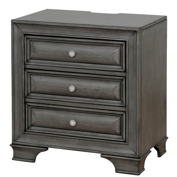 English Elm Transitional Gray Wood Nightstand with Built-in Usb Charging and Ambient Nightlight B056P216860
