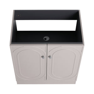 English Elm 30" Freestanding 30" Freestanding Bathroom Vanity with White Resin Sink, Soft-Close Doors, 3 Handles, Adjustable Shelf, Eco Plywood Finish W999S00335