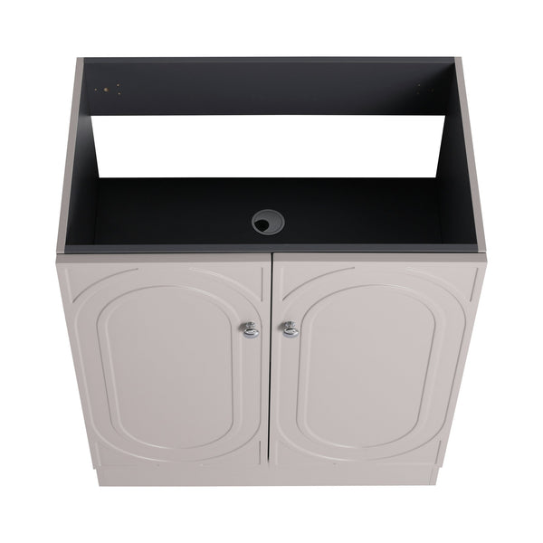 English Elm 30" Freestanding 30" Freestanding Bathroom Vanity with White Resin Sink, Soft-Close Doors, 3 Handles, Adjustable Shelf, Eco Plywood Finish W999S00335