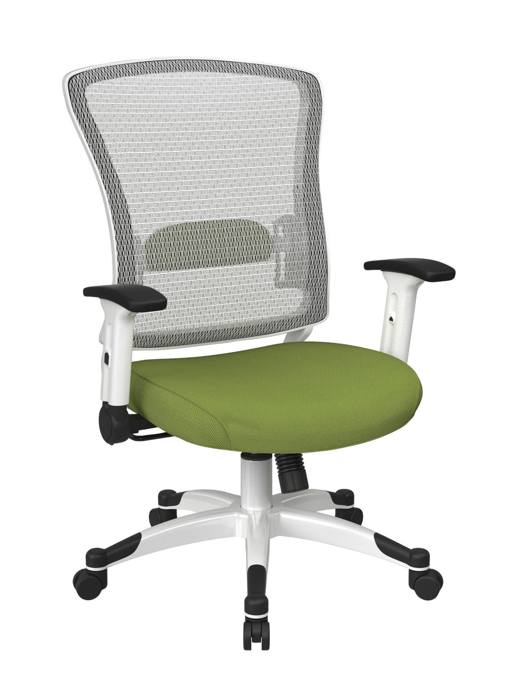 OSP Home Furnishings White Mesh Ergonomic Manager Office Chair with Lumbar Support and Synchro Tilt Control Green 317W-W1C1F2W-6