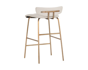 Sunpan Lorelei Counter Stool - Chic Channel Tufted Faux Leather Seat with Elegant Gold Stainless Steel Frame Dillon Cream