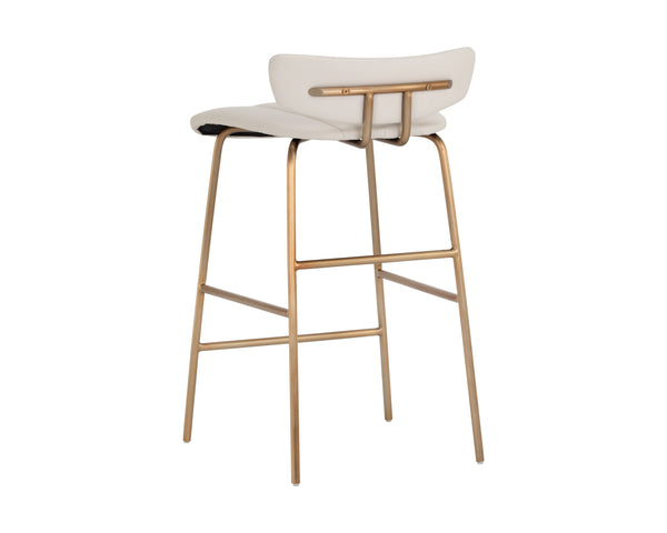 Sunpan Lorelei Counter Stool - Chic Channel Tufted Faux Leather Seat with Elegant Gold Stainless Steel Frame Dillon Cream