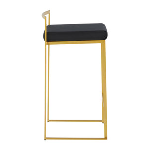English Elm Fuji Glam Contemporary Counter Stools Set Of 2 – Gold Frame & Black Velvet Cushion For Luxe Comfort B202P221914