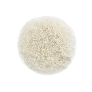 English Elm Alberta Genuine Mongolian Sheepskin Round Ottoman Plush Fur Accent for Any Room B2719P238442