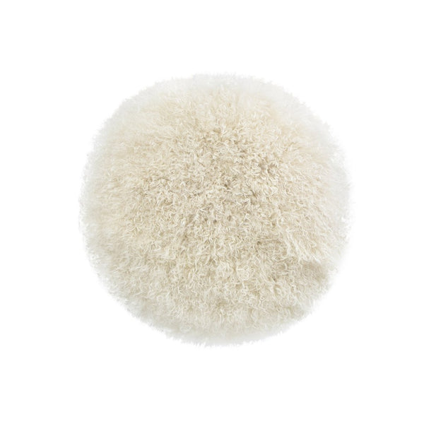 English Elm Alberta Genuine Mongolian Sheepskin Round Ottoman Plush Fur Accent for Any Room B2719P238442