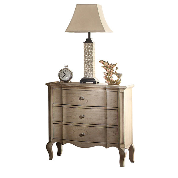 English Elm Antique Elegant 3-Drawer Nightstand with Dovetail Drawers, Felt-Lined Top, Full-Extension Glides taupe B062P215399