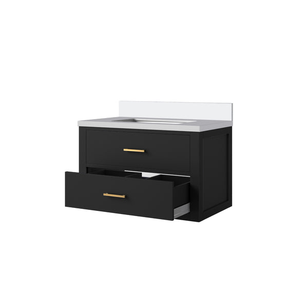 English Elm Black Single Bath Vanity With Cultured Marble Top – Elegant Design, Ample Storage, Easy Installation B2731P257915