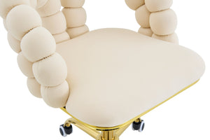 English Elm Modern Velvet Bubble Back Swivel Chair Glam Upholstered Seat for Vanity or Desk Beige,Gold W3875P442948