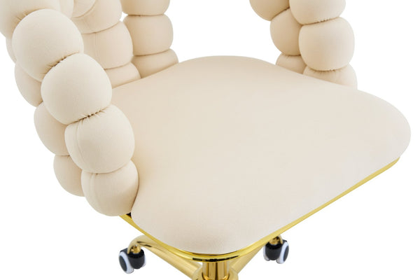 English Elm Modern Velvet Bubble Back Swivel Chair Glam Upholstered Seat for Vanity or Desk Beige,Gold W3875P442948