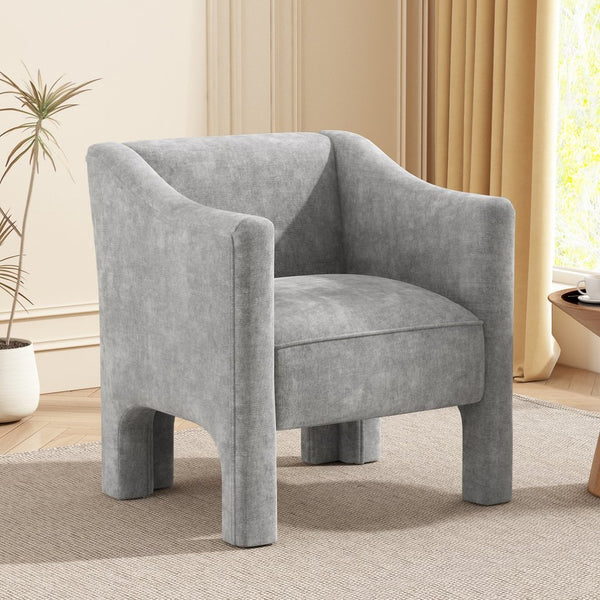 English Elm Modern Barrel Accent Chair Chenille Upholstered Wraparound Armchair for Any Room N763P336531E