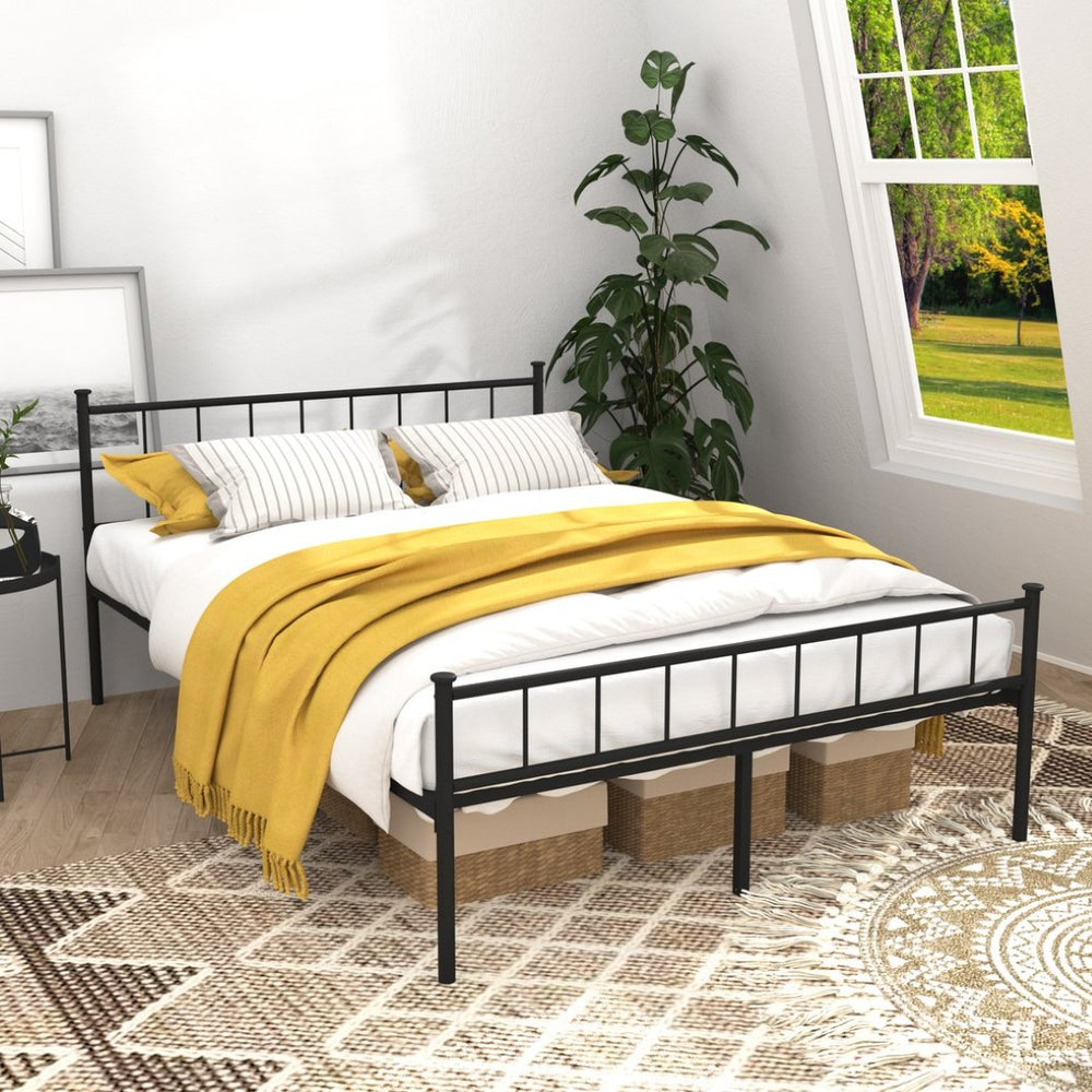 English Elm Full Platform Bed Frame with Integrated Headboard Footboard and Under Bed Storage Space W311P433478