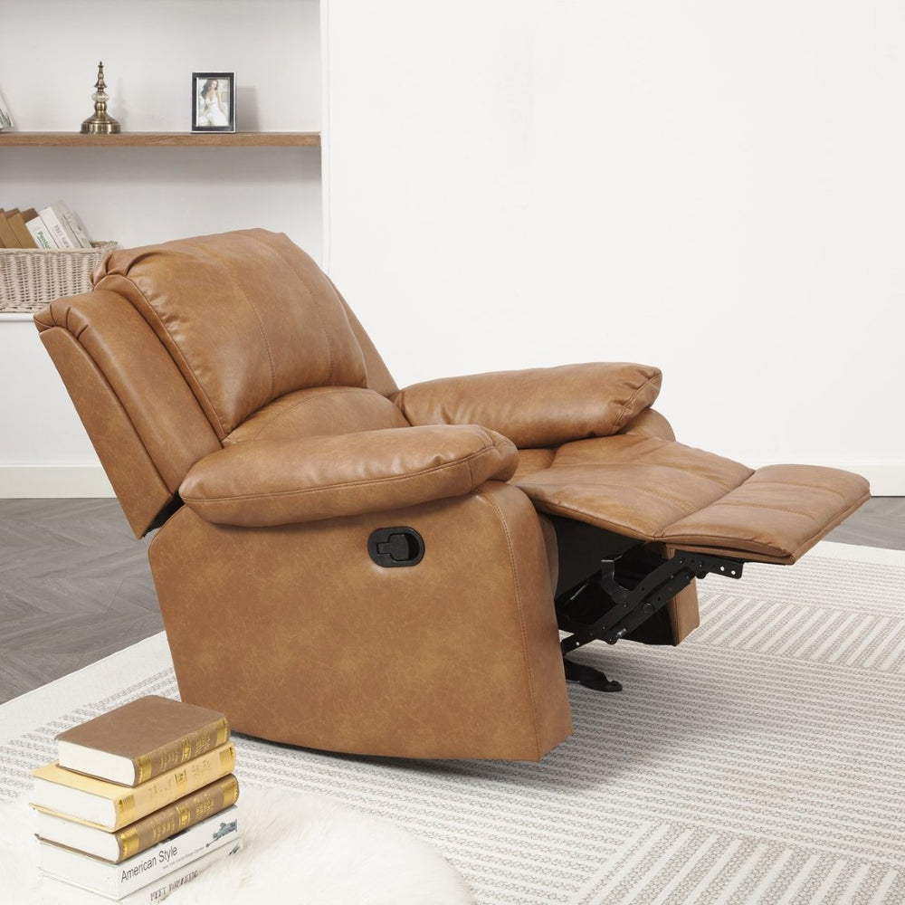 English Elm Charlotte Faux Leather Glider Recliner with Pub Back and Plush Cushion Support B050P322573