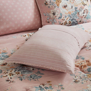 English Elm 7-piece Vintage Floral Comforter Set Reversible Blush Pink Polyester Bedroom Bedding B035P408235