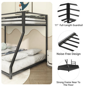 English Elm Adam Twin over Full Bunk Bed Metal Black – Sturdy, Squeak-Free Frame, Full Guardrail, Floor-Safe Caps B083P152992