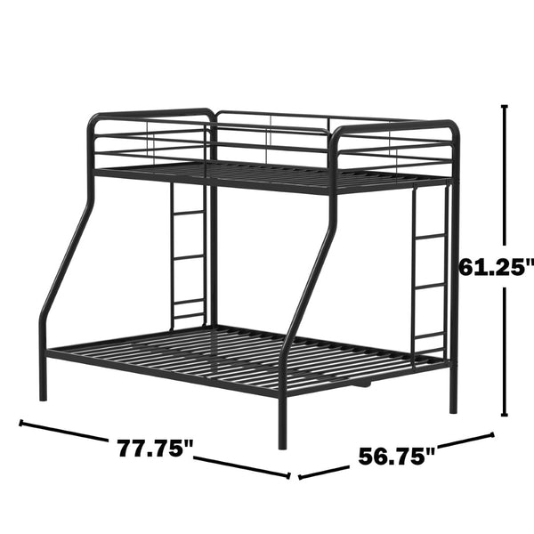 English Elm Metal Twin Over Full Bunk Bed Steel Frame with Guardrails for Kids or Guest Rooms Black B016P469262