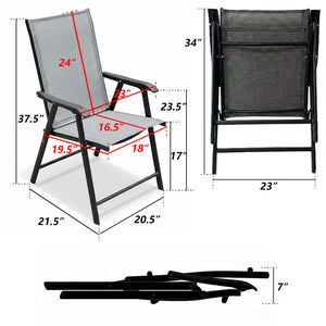English Elm Outdoor Stackable Folding Chairs Set Ergonomic Mesh Back Steel Frame Patio Seating Gray W5159P445934