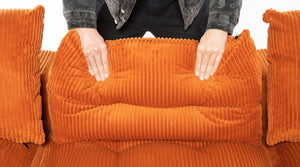 English Elm 101" Modular Cloud Sectional Corduroy Upholstered Sofa Reversible Chaise Living Room Orange W1170S00054