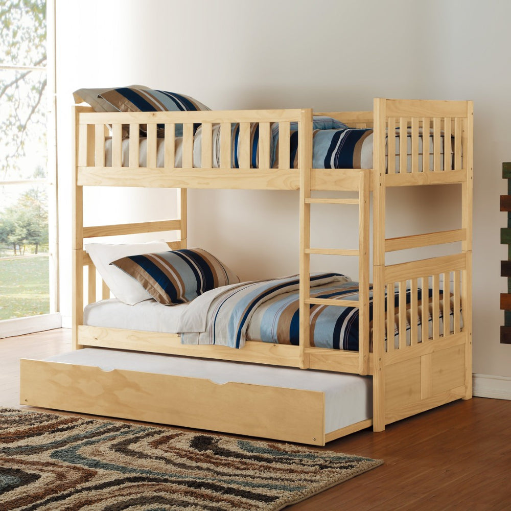 English Elm Bunk Bed Twin Over Pine Wood Frame with Guard Rails for Kids Shared Bedroom B011S02409