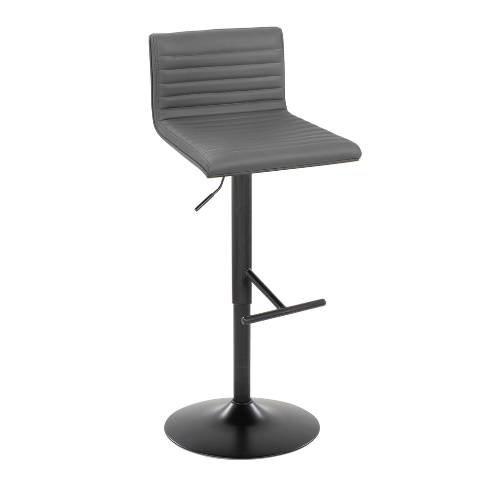 English Elm Mason Adjustable Barstool Set Of 2 – Modern Swivel Design In Black Metal, Walnut Wood & Grey Faux Leather B202S00974