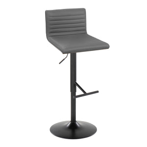 English Elm Mason Adjustable Barstool Set Of 2 – Modern Swivel Design In Black Metal, Walnut Wood & Grey Faux Leather B202S00974