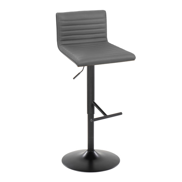 English Elm Mason Adjustable Barstool Set Of 2 – Modern Swivel Design In Black Metal, Walnut Wood & Grey Faux Leather B202S00974