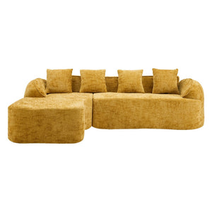 English Elm Yellow Chenille L-Shaped Sofa – Stylish, Space-Saving Comfort With 4 Throw Pillows For Any Room W3612S00019-GIGA