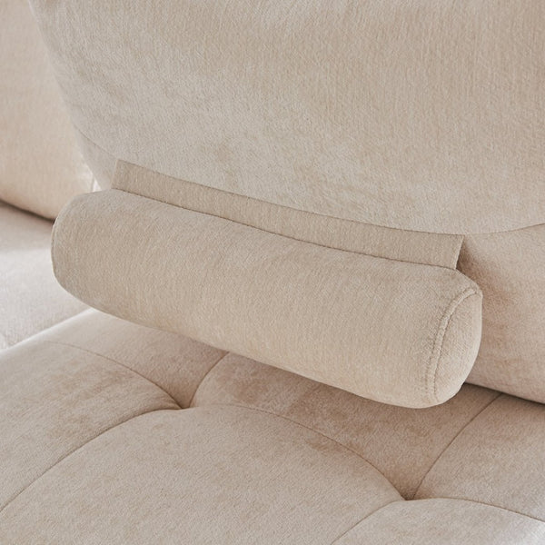 English Elm Luxury Piano Key Chenille Velvet Sofa Solid Wood Frame Three Seat Modern Living Room Beige W1765S00133