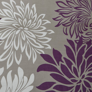 JLA Home Madison Park Essentials - Printed Floral Maible Shower Curtain 72x72, Ultra-Soft Microfiber Grey with Purple/White Blooms, Machine-Washable MPE70-816
