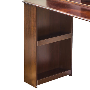English Elm Elegant Walnut Makeup Vanity with Sliding 3-Color LED Mirror, Large Shelves, Fluted Drawer & Cabinet N844P257533W