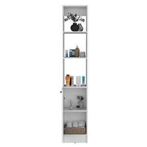 English Elm Parks Linen Bathroom Storage Cabinet Tall 70.8" White Engineered Wood 6-Shelf One-Door Organizer B070P188844