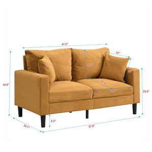 English Elm 57 Inch Compact Upholstered Loveseat with Hardwood Frame for Modern Living Spaces W311P221206