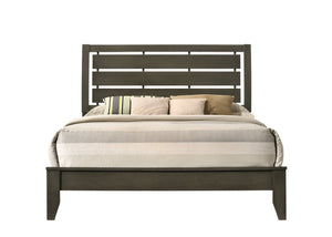 English Elm Grey Queen Sleigh Bed with Slatted Panel Headboard, Tapered Wooden Legs, Gray Finish, Durable Support B062S00450